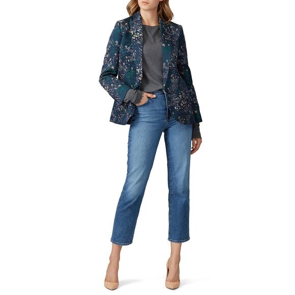 ZADIG & VOLTAIRE Viking Jac Glam Navy Jacquard Blazer Size 42 - Picture 1 of 14